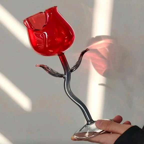 Upgraded Rose Red Wine Cup High End Glass Wine Cup Tall Cup J