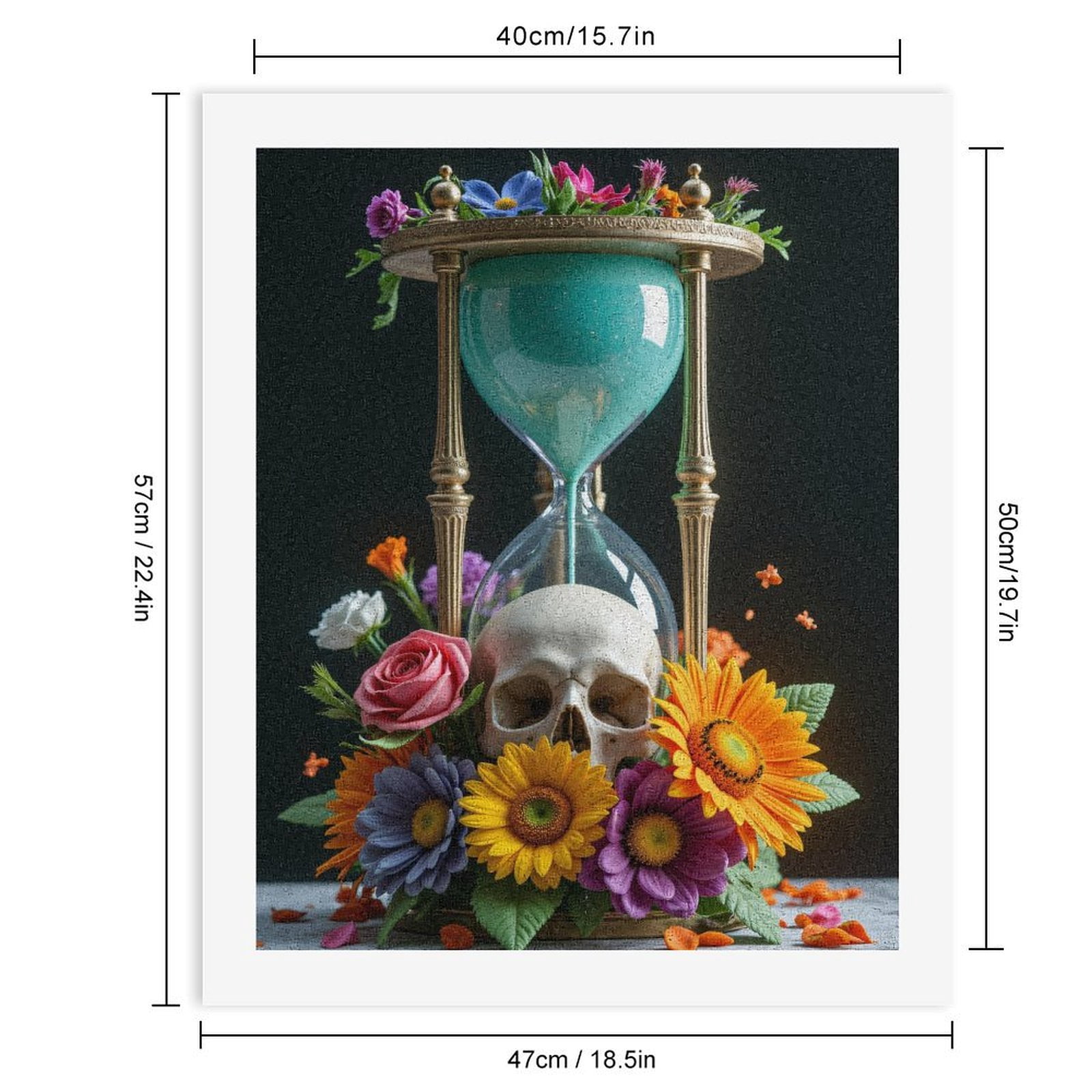 Paint by Numbers Kit for Adults, Hourglass Skull Flowers Arrangement Paint by Numbers, Easy Paint by Numbers Kit for Adults Beginner, DIY Adult Paint by Number Kits on Canvas, 12x16in Home Decor