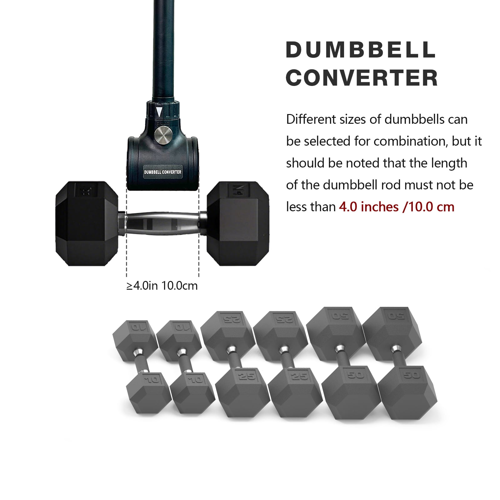 KORIKAHM Upgrade Dumbbell Barbell Converter Bar, Adjustable Weight Capacitry Bar Convert to Dumbbell Set for Home Gym Strength Training