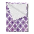 thumbnail image 2 of Purple Soft Flannel Fleece Throw Blanket, Retro Style Innovative Abstract Squares Pattern Modern Design Graphic Print, Cozy Plush for Indoor and Outdoor Use, 50" x 70", Violet and White, by Ambesonne, 2 of 5