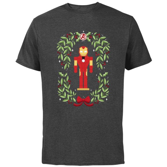 Marvel Holiday Christmas Avengers Holly Iron Man Nutcracker - Short Sleeve Cotton T-Shirt for Adults - Customized-Charcoal