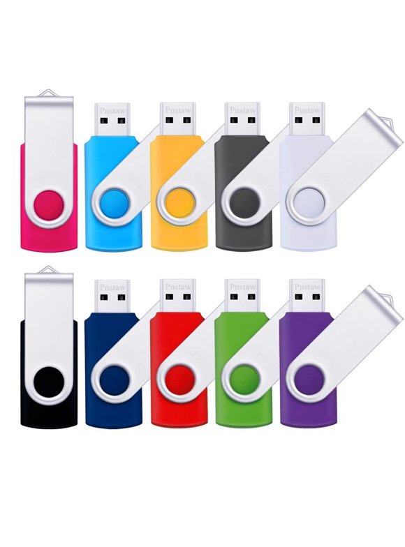 Flash Drive 16GB USB 2.0 10 Pack Swivel Blank Memory Stick Pnstaw Bulk Thumb Drive Pen Drives Jump Drive for Data Storage, File Sharing(10 Pack,Multi-Color) (16GB)