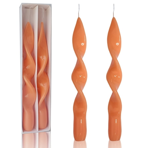 FCMSHAMD 8.8'' Orange Taper Candles - Unscented Dripless （2 Pack）