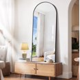 thumbnail image 5 of Arched Wall Mirror 24x20 Inch Black Metal Frame Tempered Glass Large Decorative Crystal Clear Shatterproof Mirror for Entryway Living Room Mantel Bathroom, 5 of 9