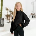 thumbnail image 2 of Coerni Boys Girls Sweater Top Toddler Basic Loose Plain Cropped T-shirt Thick Classic Mock Neck Sweatshirt Solid Pullover, 2 of 6