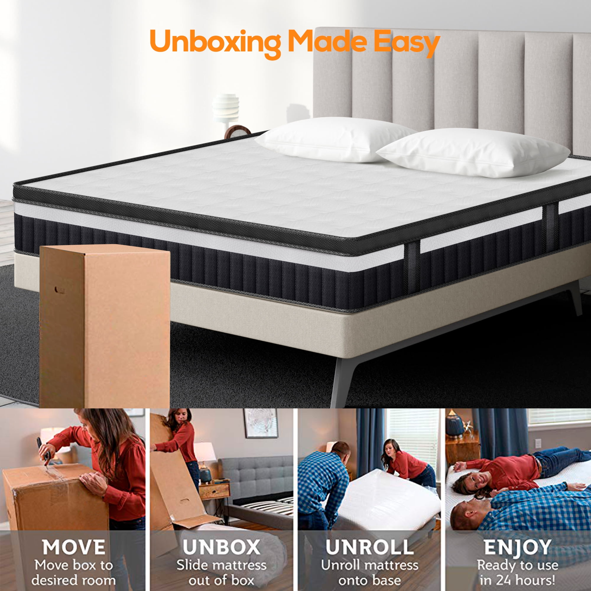 FaayFian 14" King Size Mattress，Gel Memory Foam Mattress, King Hybrid Mettress in a Box for Cooling Sleeping & Pressure Relief, Medium Firm, CertiPUR-US