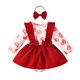 thumbnail image 1 of Odeerbi 0-18 Meses Niñas Conjunto de San Valentín Vestido Con Body de Algodón de Verano Y Cinta Para La Cabeza Conjunto de Dos Piezas Mono Con Estampado de Amor, 1 of 3