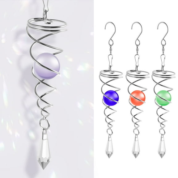 4 pcs Wind Spinner Tail Gazing Ball Spiral Stabilizer Tails for Indoor and Outdoor Decoration, (8.27'') 21cm Stainless Steel Hanging with Swivel Hook Garden Decorative