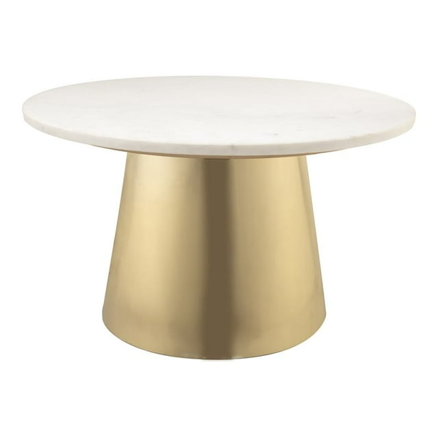 TOV Furniture Bleeker Table Basse Moderne en Marbre Blanc/or Brossé 16.5"H