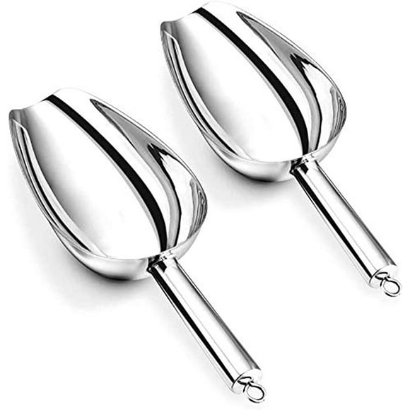 Ice Cream Scoop, Set of 2, Stainless Steel Small Weighing Scoop Flour Scoop Food Scoop Sack Scoop Filling Scoop for Kitchen, Bar, Buffet, Party, Versatile & Dishwasher Safe - 5 oz