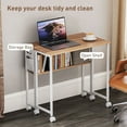 thumbnail image 5 of HOMCOM Small Folding Desk, 31.5" Foldable Computer Desk with Storage Bag, Shelf and Wheels for Small Spaces, Home Office, Easy Assembly, Natural Wood, 5 of 10