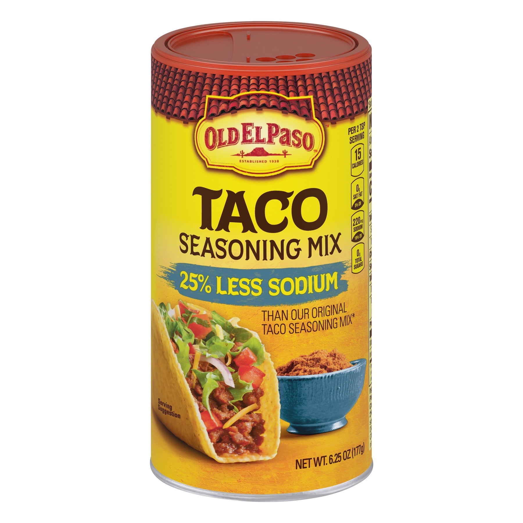 Old El Paso 25 Less Sodium Taco Seasoning Mix, 6.25 oz