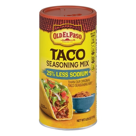 (2 Pack) Old El Paso 25% Less Sodium Taco Seasoning Mix, 6.25