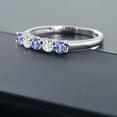 thumbnail image 5 of Gem Stone King 10K White Gold Blue Tanzanite and White Moissanite 5 Stone Wedding Engagement Promise Ring for Women (0.56 Cttw, Round 3MM, Gemstone December Birthstone, in Size 5, 6, 7, 8, 9), 5 of 5
