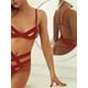 thumbnail image 4 of Sexy Hollow Strappy Lingerie Set, See Through Plunge Bra & Criss Cross Panties, Women's Sexy Lingerie & Underwear, 4 of 5