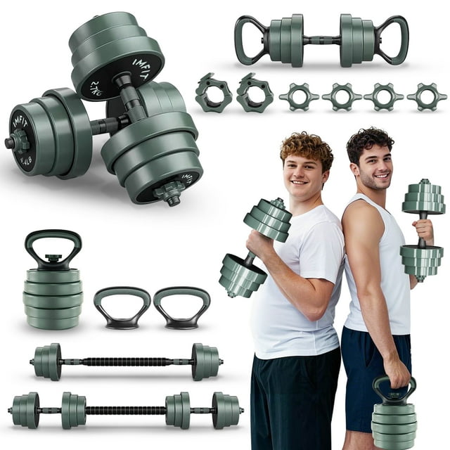 IMFit AIO Weight Adjustable Dumbbells (1.65 to 85 lbs) | Dumbbells, Barbells, Kettlebells, Push-Up Bars, Weight Plates for Full-Body Workout | Premium Weight set for Home Gym Fitness