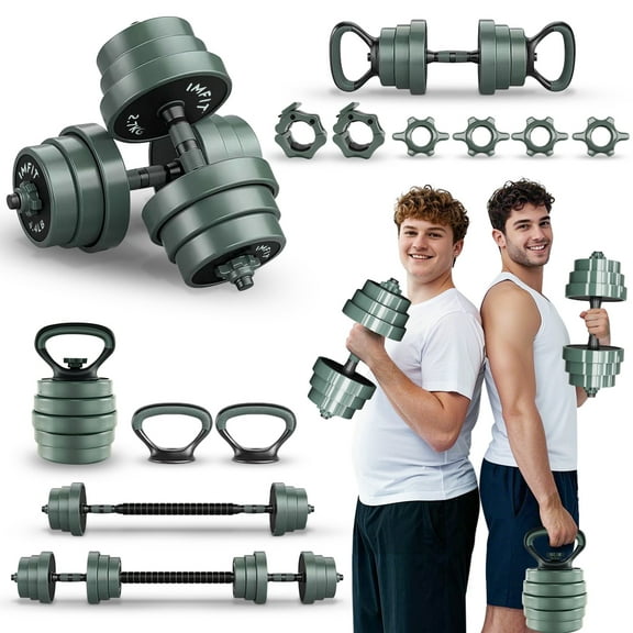 IMFit Haltères Ajustables (de 75 à 38 kg) / Haltères, Barres, Kettlebells, Barres de Pompes, Disques de Poids pour un Entraînement Complet du Corps / Ensemble de Poids de Qualité Supérieure pour la Musculation à Domicile
