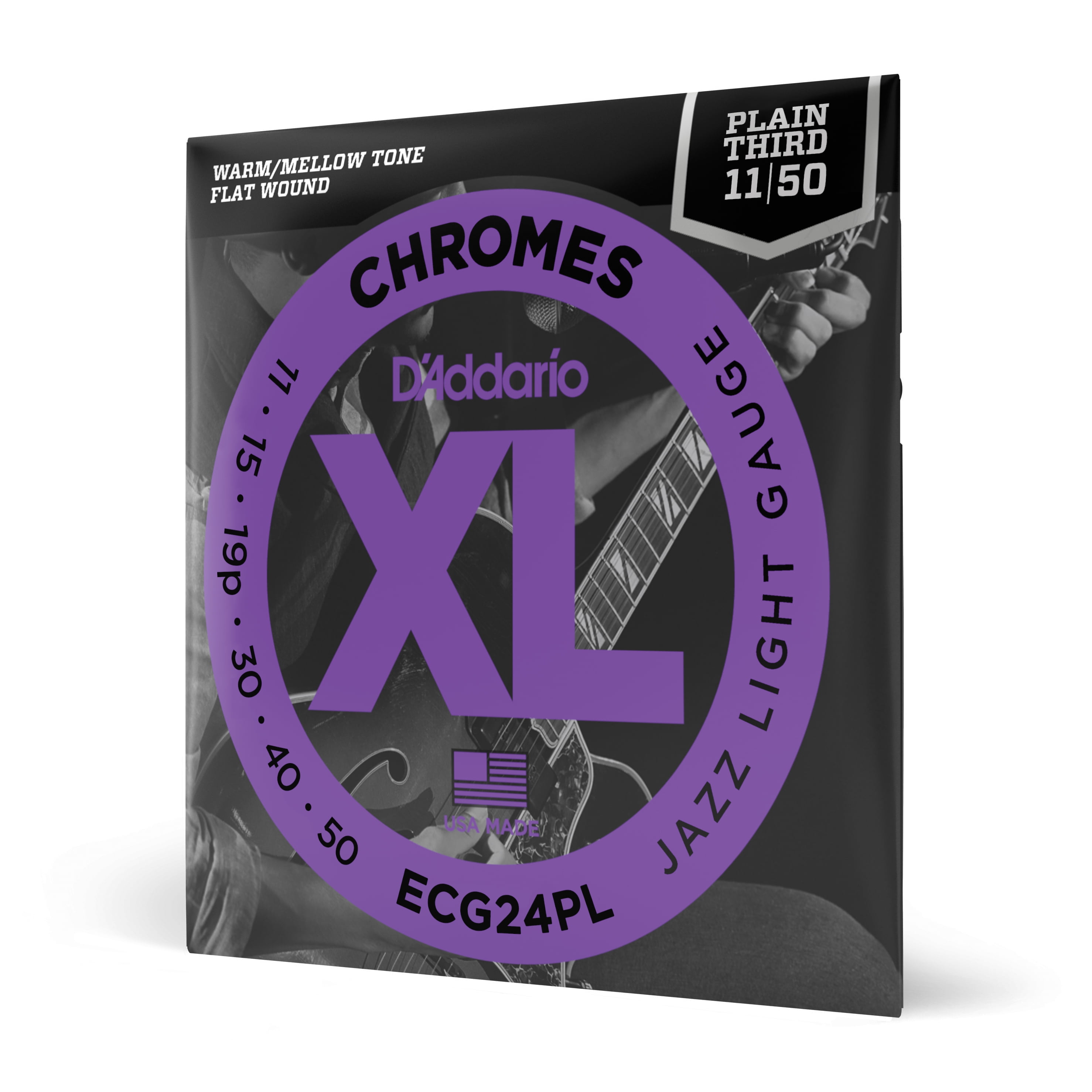 D'Addario Guitar Strings 2 Sets Flatwound Chromes Jazz Light 11-50 Plain 3rd