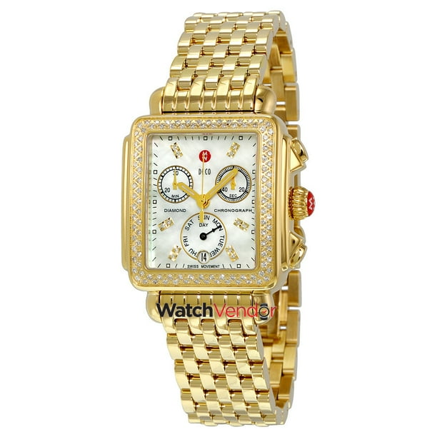 Michele Deco Day Mother of Pearl Dial Diamond Dial Watch