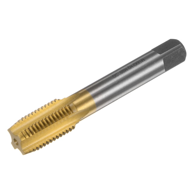 Unique Bargains M18 x 2 Titanium Coated M35 High Speed Steel Straight Flute Metric Thread Screw Tap