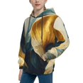 thumbnail image 2 of Goofa Golden Blue Leaf Design Pattern Hooded Sweatshirt for Youth Trendy youth sweatshirt Casual Hoodie for Boys and Girls-X-Large, 2 of 6