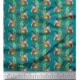 thumbnail image 1 of Soimoi Cotton Poplin Fabric Leaves,Floral & Squirrel Animal Decor Fabric Printed Yard 56 Inch Wide, 1 of 1