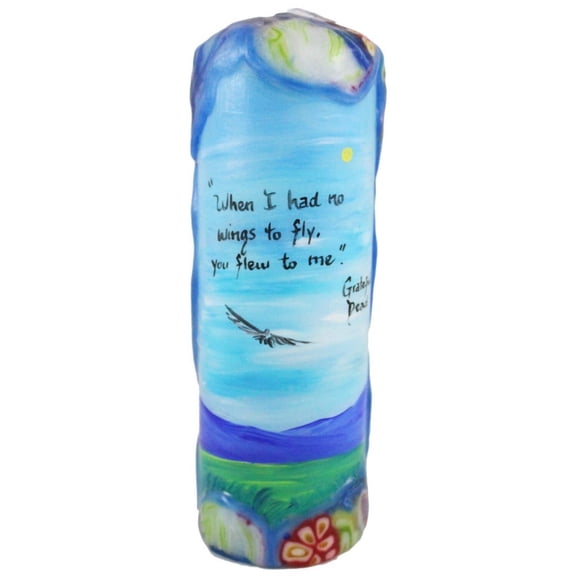 Quote Pillar Candle - "When I had no wings to fly, you flew to me" Grateful Dead