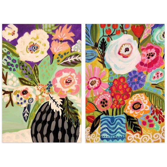 Empire Art Direct "Fresh Flowers in Vase" Glass Wall Art Printed on Frameless Free Floating Tempered Glass Panel - Multi-Color