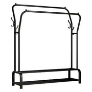 Heavy Duty Clothing Garment Rack, Freestanding Hanger Double Rail Clothing Rack Multi-functional Bedroom Wardrobe Clothes Organizer Stand Double layer 2 Shoe Shelves