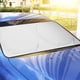 thumbnail image 5 of Protector solar para coche como parabrisas - Pantalla térmica plegable de 142x70cm con estructura de acero y ventosas, protección solar reflectante plateada para la parte delantera del coche, 5 of 8