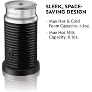 Nespresso Aeroccino 3 Milk Frother, Black, Steel