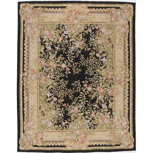 Due Process Stable Trading Aubusson Marseilles Black Area Rug, 2.06 x 10 ft.