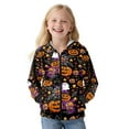 thumbnail image 4 of Xoenoiee Pumpkin Ghost Cat Bat Star Spider Web Print Zip Up Hoodies Halloween Sweatshirt for Girls Boys Juniors Kids Loose Sweater with Pocket Long Sleeve Hooded Jacket Sports Shirt, 11-13 Years, 4 of 7