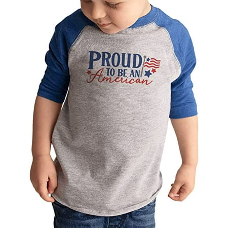 

7 ate 9 Apparel Kids Patriotic 4th of July Shirt - Proud to Be an American Blue Shirt 18 Months