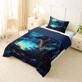 thumbnail image 2 of Manfei Woodland Wolf Twin Comforter Sets,Blue Sky Bedding Set,Navy Blue Reversible,2 Pieces,1 Comforter and 1 Pillowcase, 2 of 7