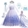 thumbnail image 2 of Snow Queen Elsa Frozen White Dress Niñas Princesa Disfraz Fiesta de cumpleaños de Halloween Prom Kids Cosplay Ropa Vestido con Cloak3T (Etiqueta 110) Gao Jinjia LED, 2 of 2