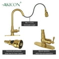 thumbnail image 4 of Akicon Pull Out Kitchen Faucet with Deck Plate, Single Level Solid Brass Kitchen Sink Faucets with Pull Down Sprayer - Brushed Gold, 4 of 5
