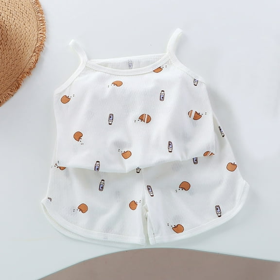 XIMIN Kids Baby Girls Vest Cotton Vest Shorts Two Vest Home Set 12 Month Old Girl Clothes Cute Toddler Outfits Spring and Summer Outdoor Sets (4-5 Years, A)