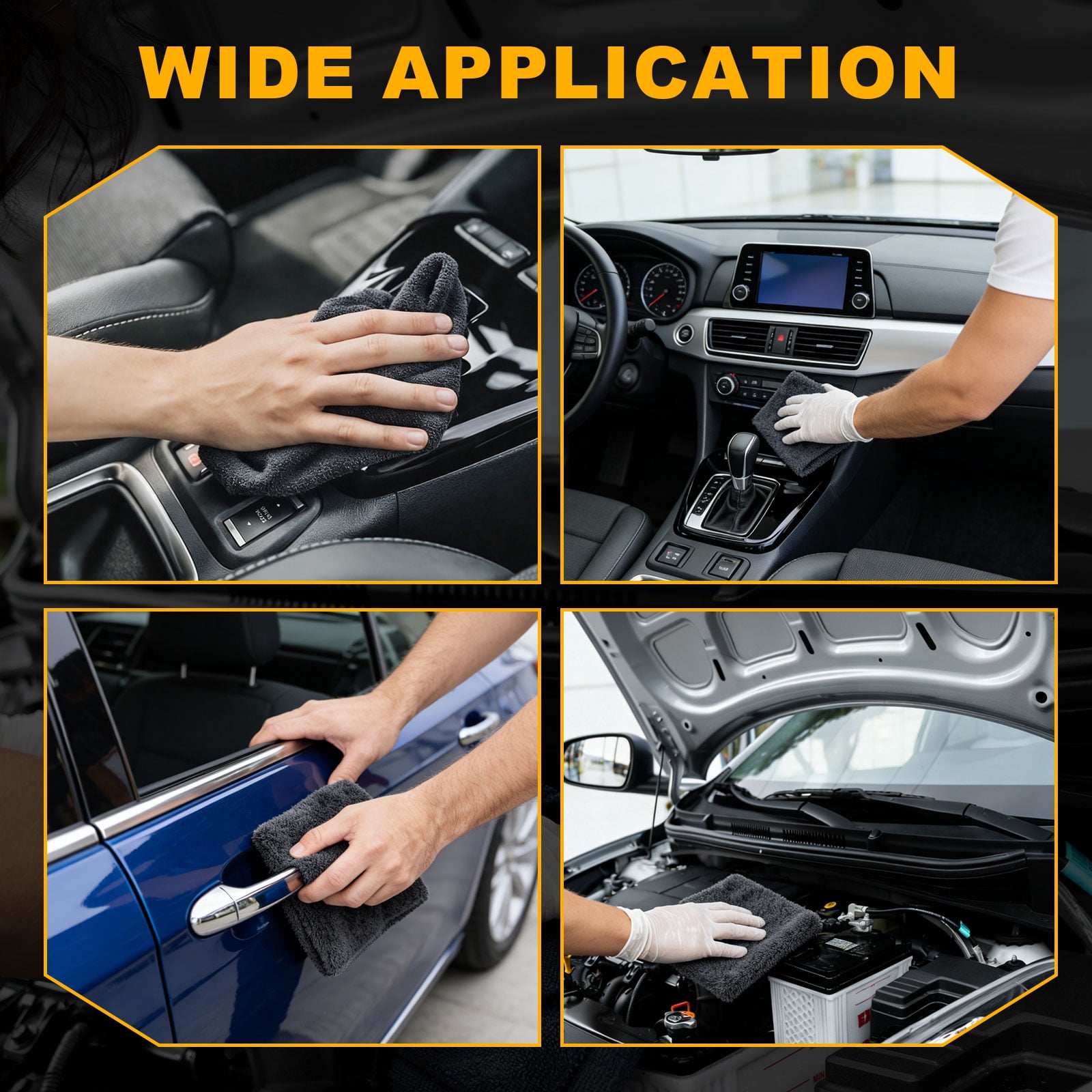 Uxcell Car Microfiber Towels 23.62 x 35.43 Inch Ultra Absorbent Microfiber Towel Care Polishing Detailing Waxing Cloths Double Layer for Car Kitchen Window, Grey(1300GSM)