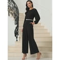 thumbnail image 2 of DARING DIVA Women's Cocktail Long Sleeve Beaded Wide Leg Jumpsuits 2XL Black, 2 of 6