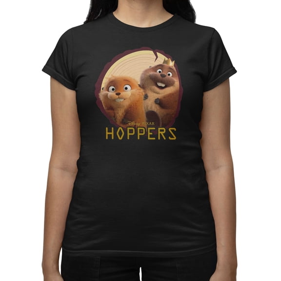 Disney Pixar Hoppers Log Photo Women's T-Shirt (Black, S-2XL)