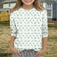 thumbnail image 3 of Ugoldhm Girls T Shirts Round Neck 3/4 Sleeves Casual Kids Tees Summer Fall Shirts Sizes 3-12, 3 of 6