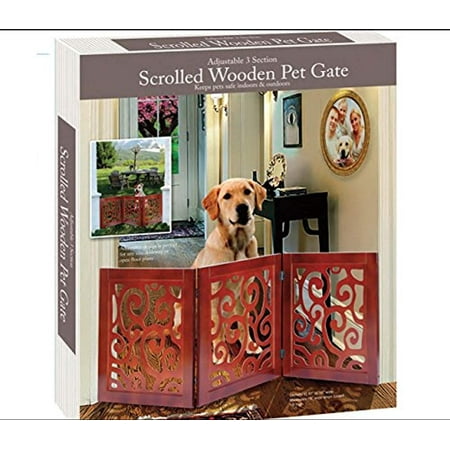 3-section Adjustable and Scrolled Wooden Pet Gate
