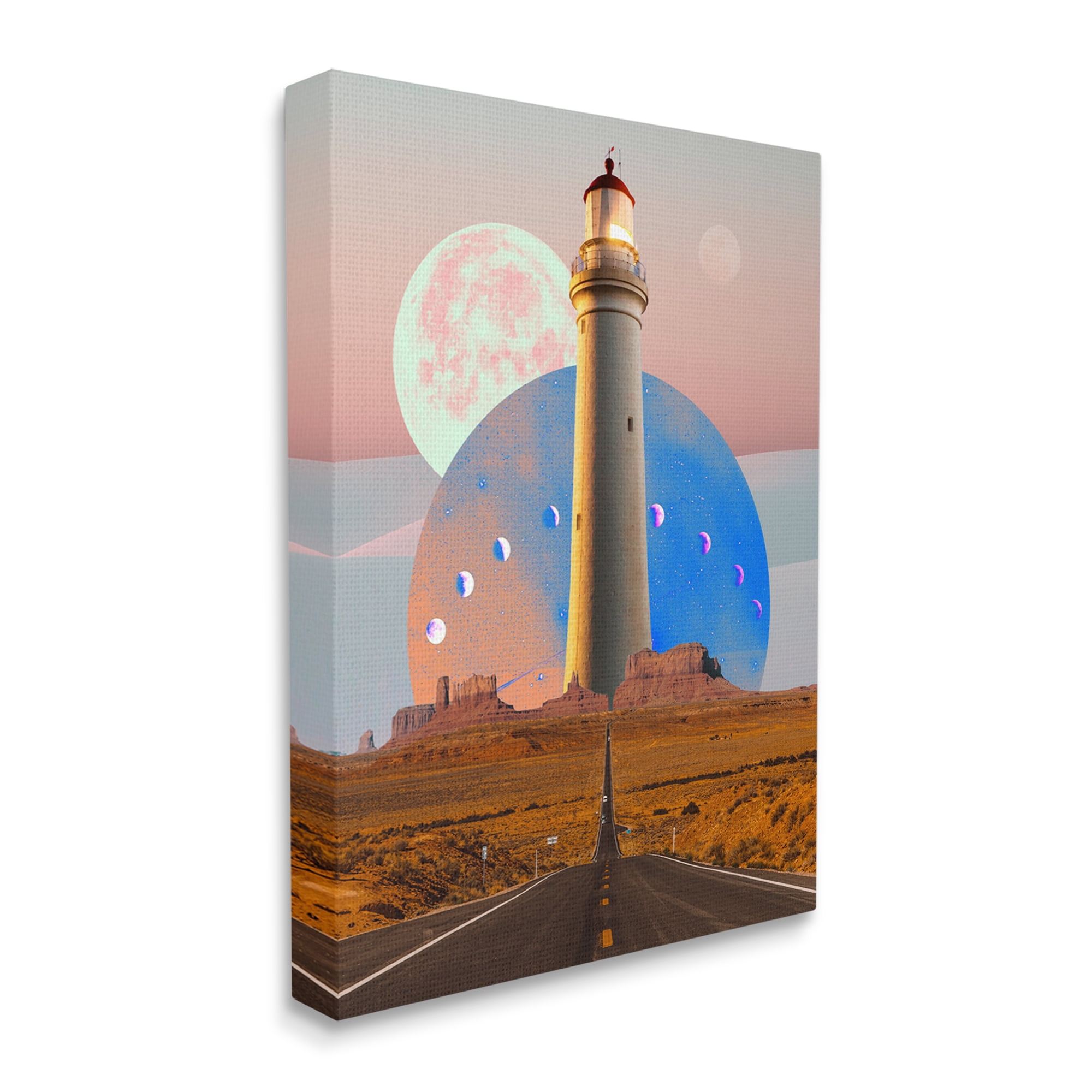 Stupell Industries Surreal Lighthouse in Desert Landscape Painting Gallery Wrapped Canvas Art Print Wall Art, 16 x 20