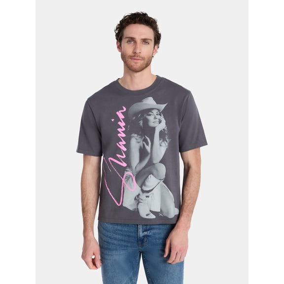 Shania Twain Men's & Big Men's Boxy Fit Washed Cotton Graphic Tee, Sizes XS-5XL