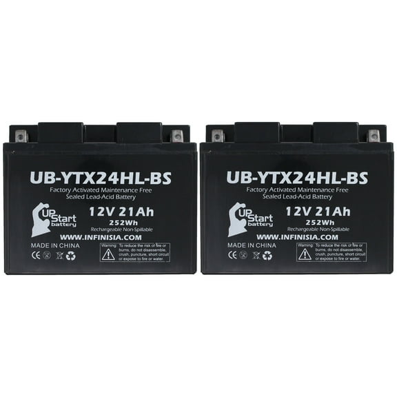 2-Pack UB-YTX24HL-BS Battery Replacement for 2004 Yamaha SXV700ER SXViper ER 700 CC Snowmobile - Factory Activated, Maintenance Free, Motorcycle Battery - 12V, 21AH, UpStart Battery Brand