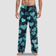 thumbnail image 2 of Mepaouo Fashion Pajama Pants Mens Lounge Soft Pjs Bottoms Drawstring Trousers with Pockets(Blue,L), 2 of 4