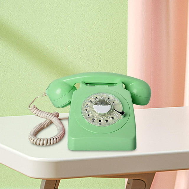 Vintage Rotary Dial Telephone Corded Desk Telephone Retro Telephone Green