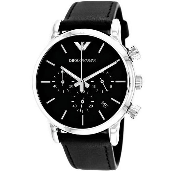 Emporio Armani Sport Black Leather Chronograph Mens Watch AR1733