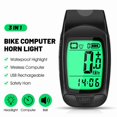 thumbnail image 3 of 3 in 1 Bike Computer with Headlight Horn IP64 Multifunction Cycling Bike Speedometer Large LCD Screen Black, 3 of 5